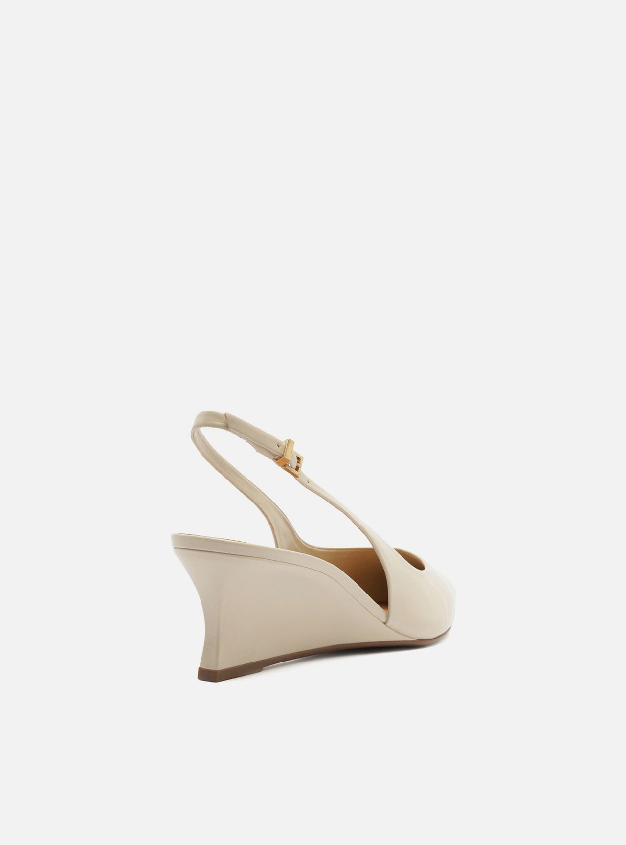 Scarpin Off White Couro Salto Baixo Anabela Slingback — foto 3