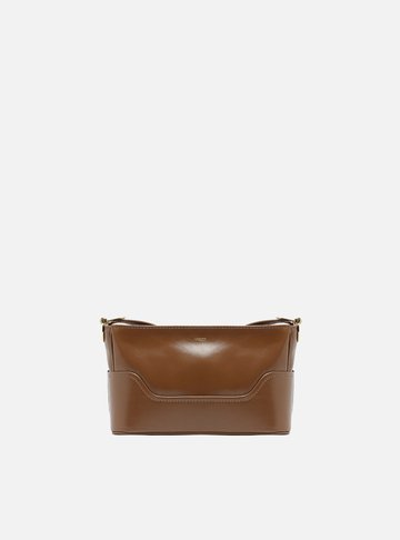 Bolsa Tiracolo Marrom Couro Natural Pequena Metais