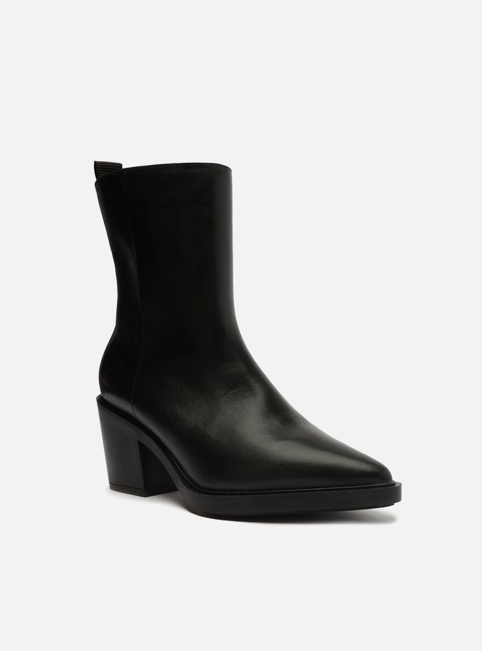 Bota Preta Couro Cano Médio Western