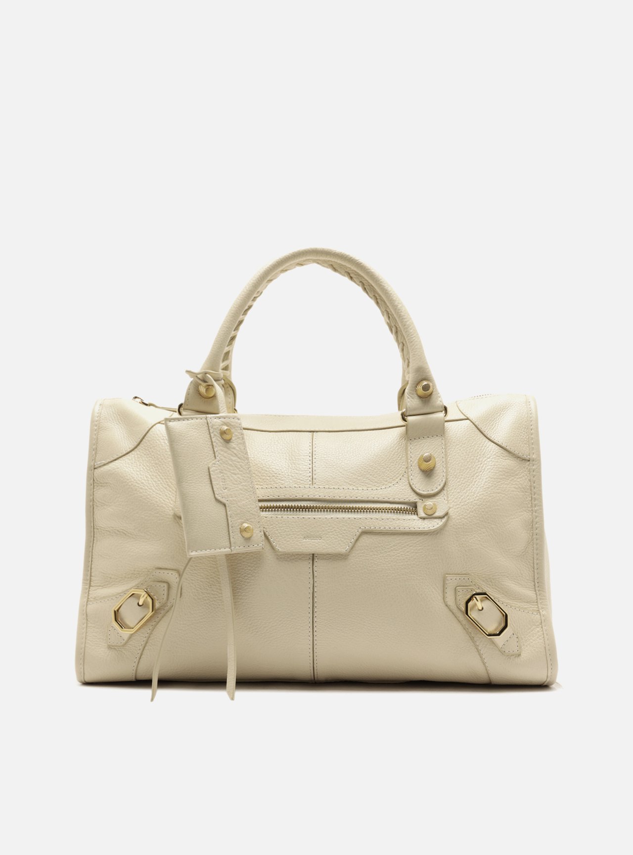 Bolsa Shopping Off White Couro Grande Alça Trançada — foto 1