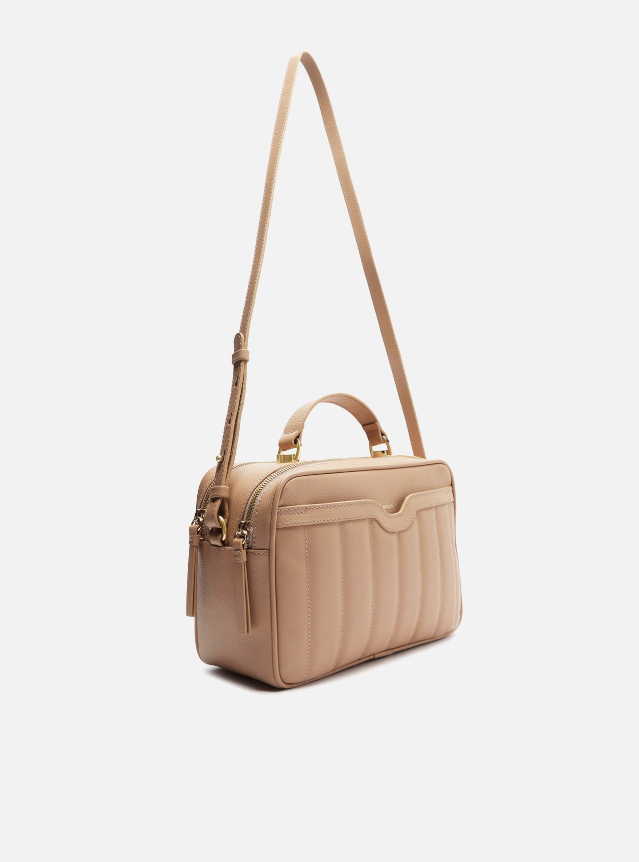 Bolsa Tiracolo Bege Couro Francine Média — foto 5