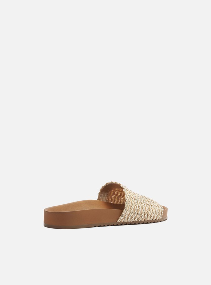 Rasteira Dourada Flatform Tira Única Trama