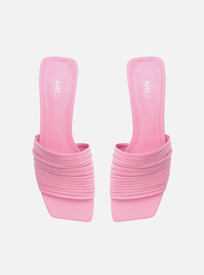 Mule Rosa Salto Taça Multi Tiras