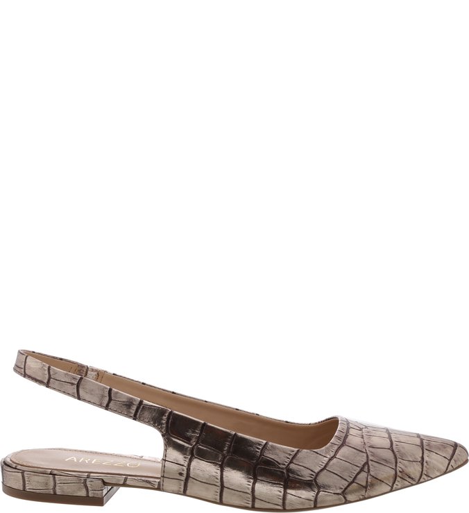 Sapatilha Croco Slingback New Titanium