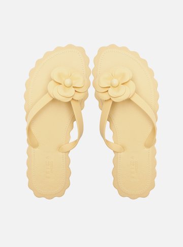 Chinelo de Dedo Bege Recouro Flor Daisy