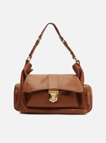 Bolsa Hobo Marrom Couro Grande Bolsos