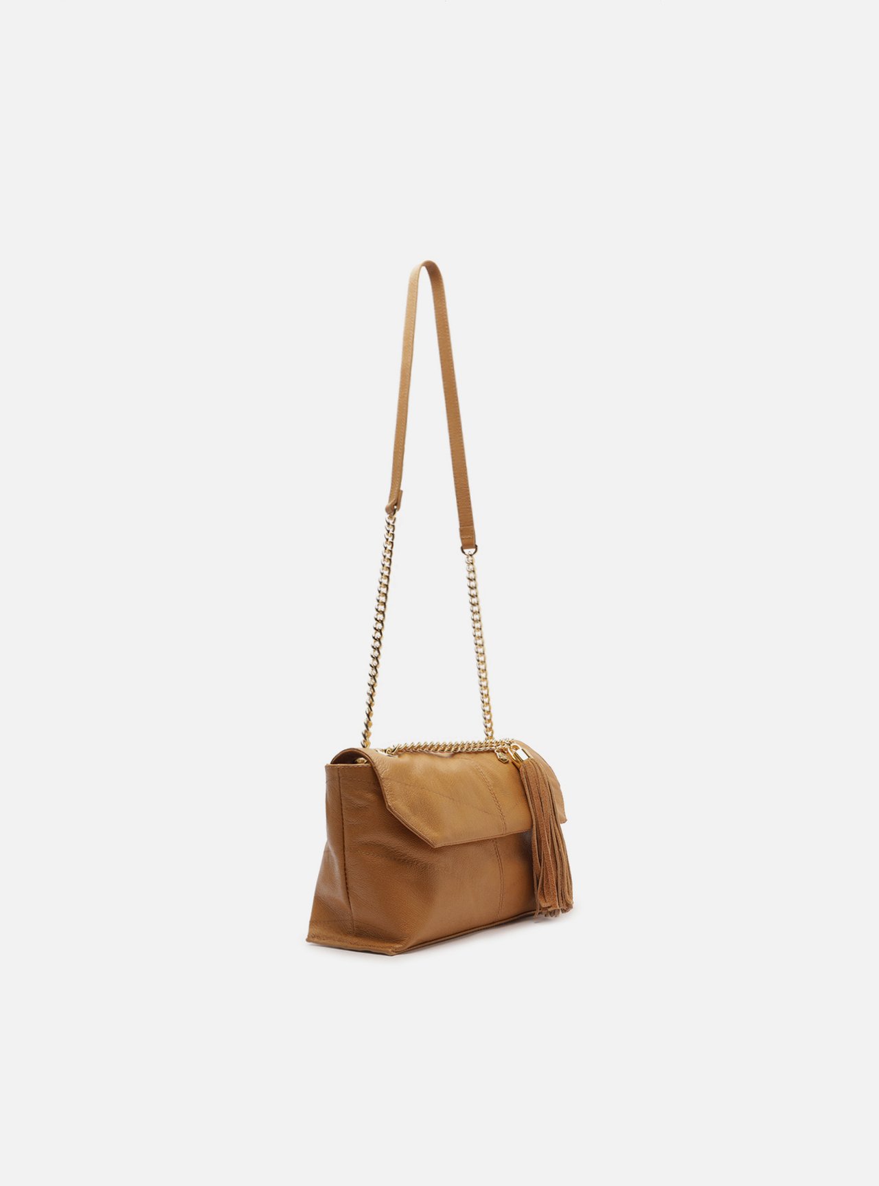 Bolsa Tiracolo Marrom Couro Média Franja — foto 5