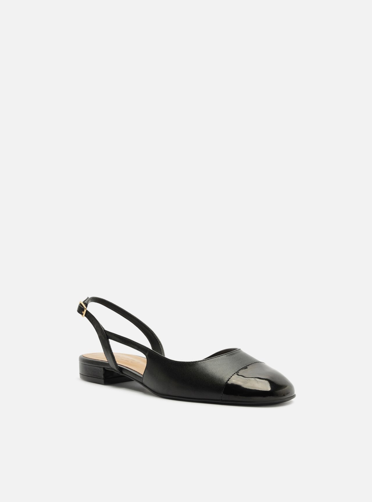 Sapatilha Preta Couro Slingback Cap Toe Verniz — foto 2