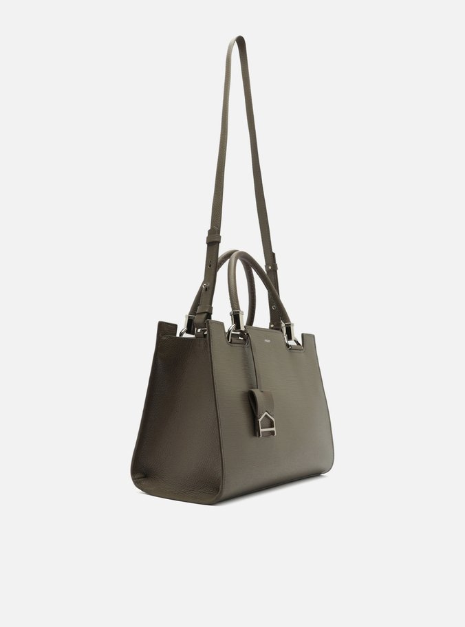 Bolsa Tote Cinza Couro Abraccio Grande
