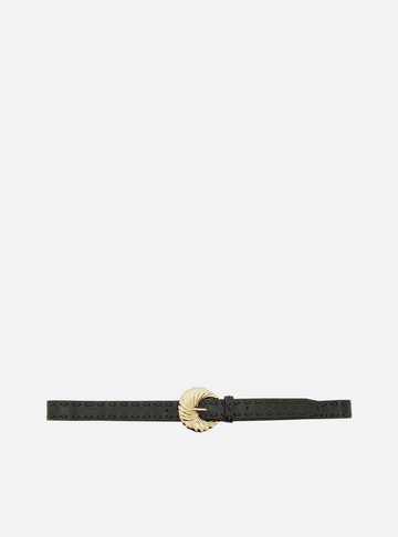 Arezzo — Cinto Preto Couro Fivela Dourada
