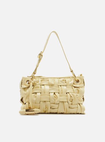 Bolsa Tiracolo Amarelo Couro Média Tressê Maxi