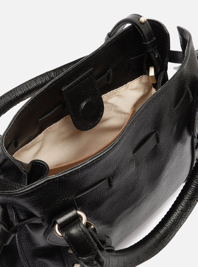 Bolsa Tote Preta Couro Média Rebites