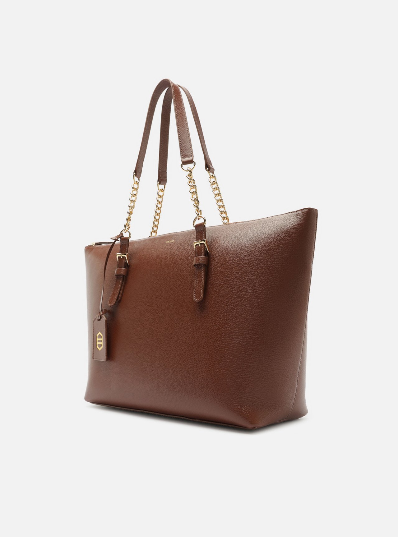 Bolsa Shopping Marrom Couro Grande Corrente — foto 2
