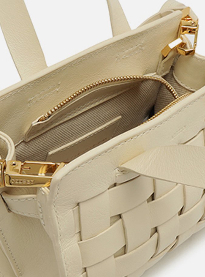 Bolsa Tote Off-White Couro Pequena Tressê Maxi Lenny