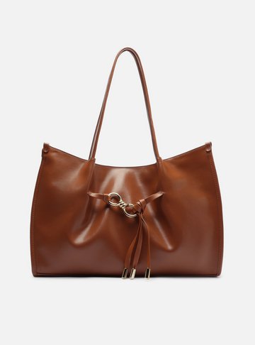 Bolsa Shopping Marrom Grande Metal Elos