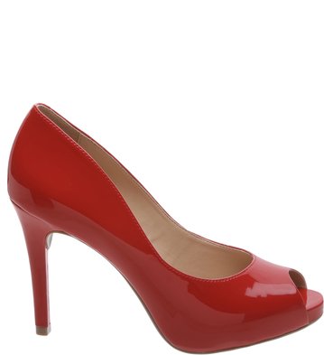 Peep Toe Verniz Classic Urban Batom Rouge