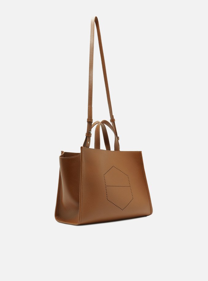 Bolsa Tote Marrom Grande Logo Perfurado