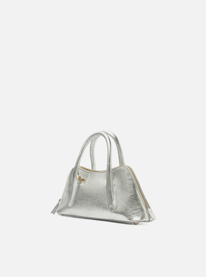 Bolsa Tote Prateada Couro Média Modern