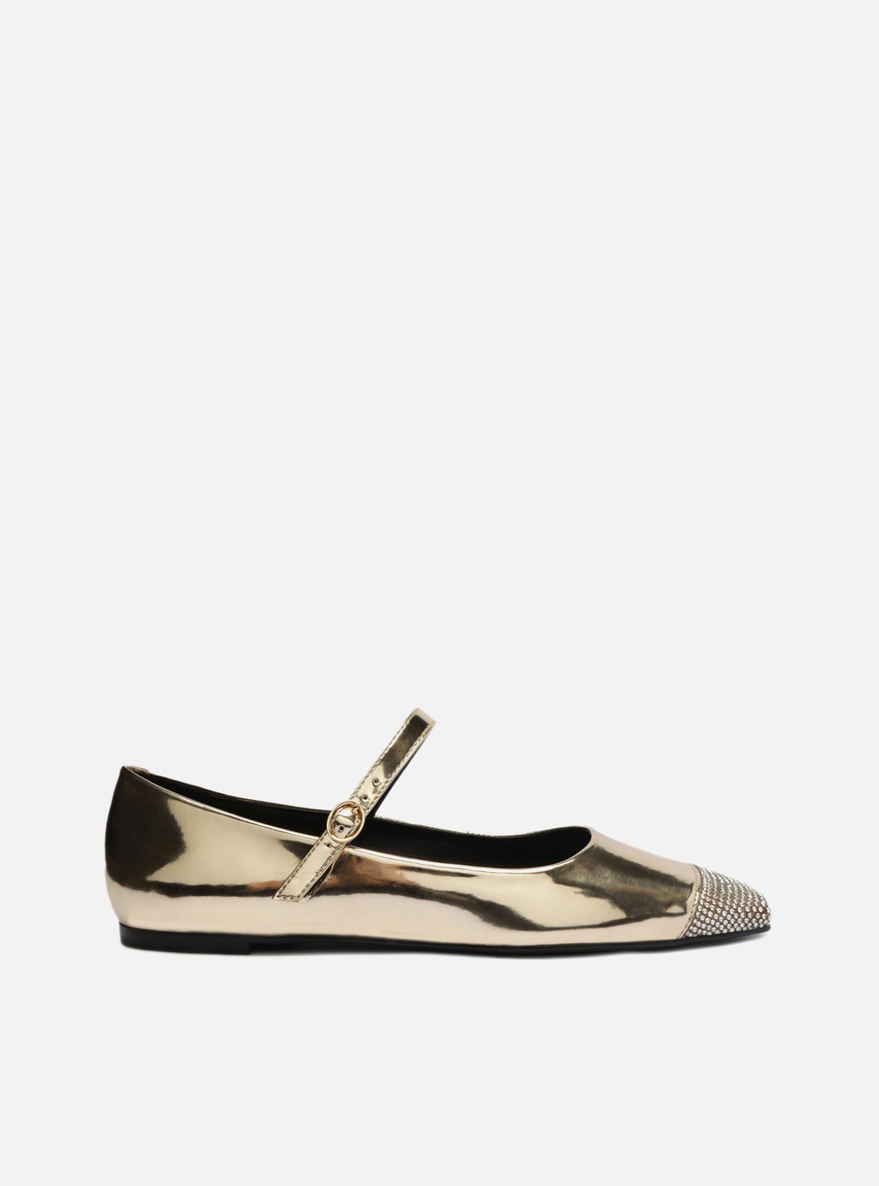 Sapatilha Boneca Dourada Bico Quadrado Strass | Arezzo Sapatilha Boneca Dourada Bico Quadrado Strass | Arezzo