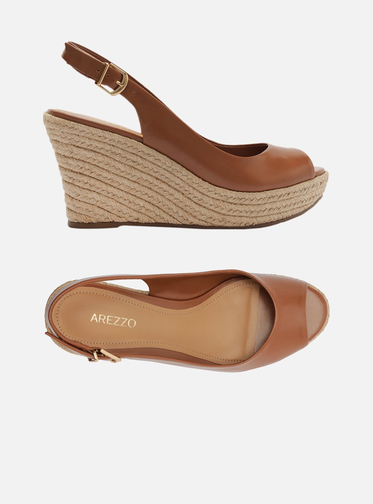 Sandália Marrom Couro Plataforma Fivela Slingback — foto 5