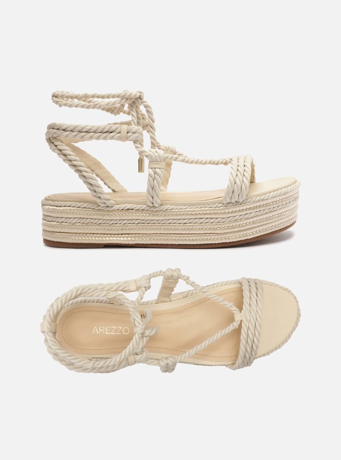 Sandália Off-White Flatform Cordões Mykonos