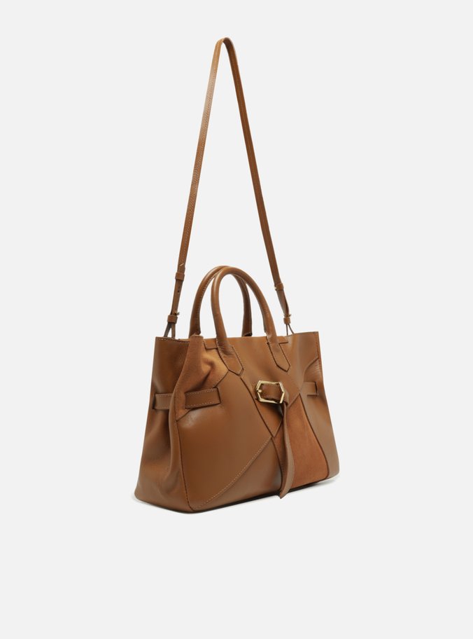 Bolsa Tote Marrom Couro Média Fivela