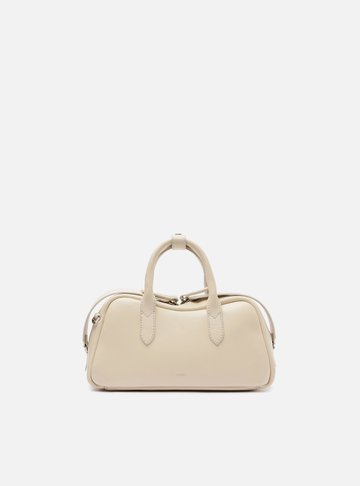 Bolsa Tiracolo Branca Couro Pequena Zíper Duplo