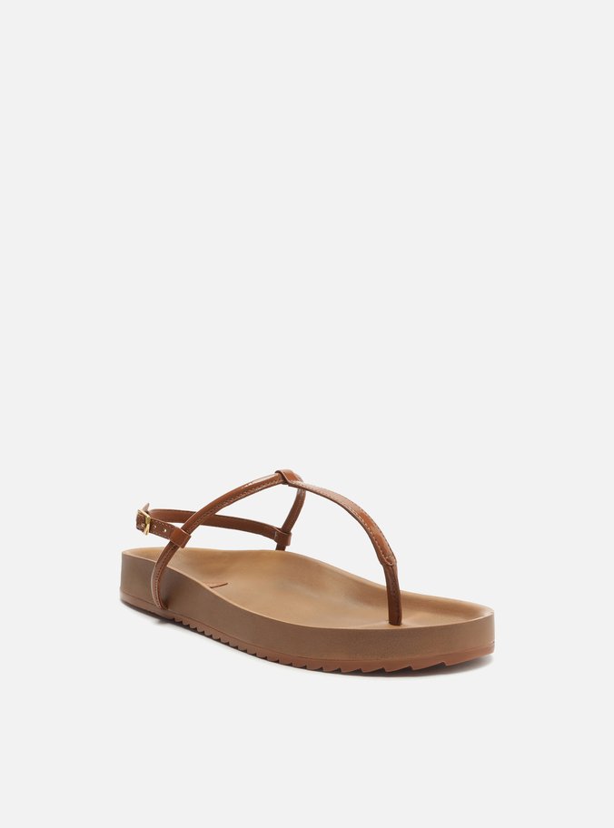 Sandália Papete Marrom Flatform Slim
