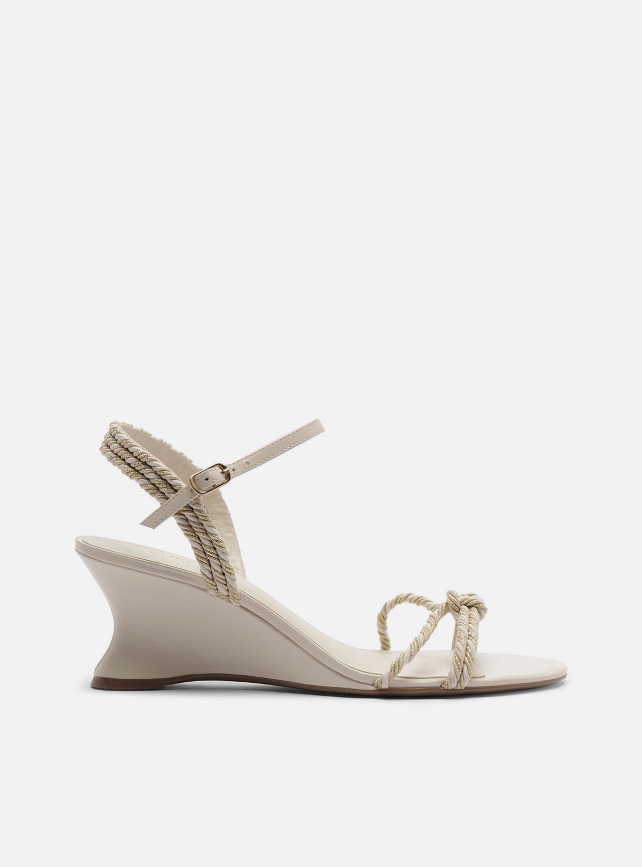 Sandália Off-White Anabela Tiras Cordão — foto 1