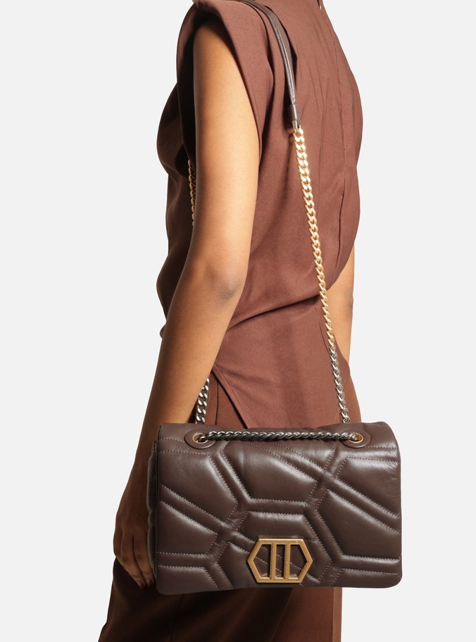 Bolsa Tiracolo Marrom Couro Emma Média Longa
