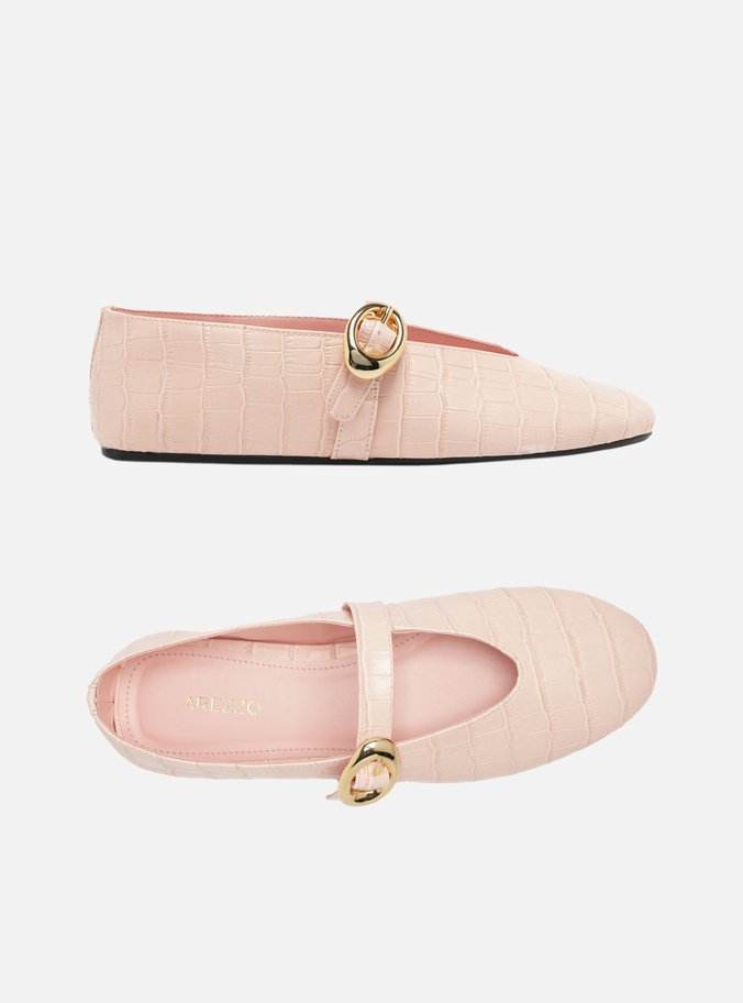 Sapatilha Rosa Croco Fivela Maxi