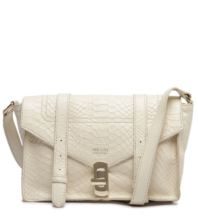 Tiracolo Off-white Couro Python Hellena Média