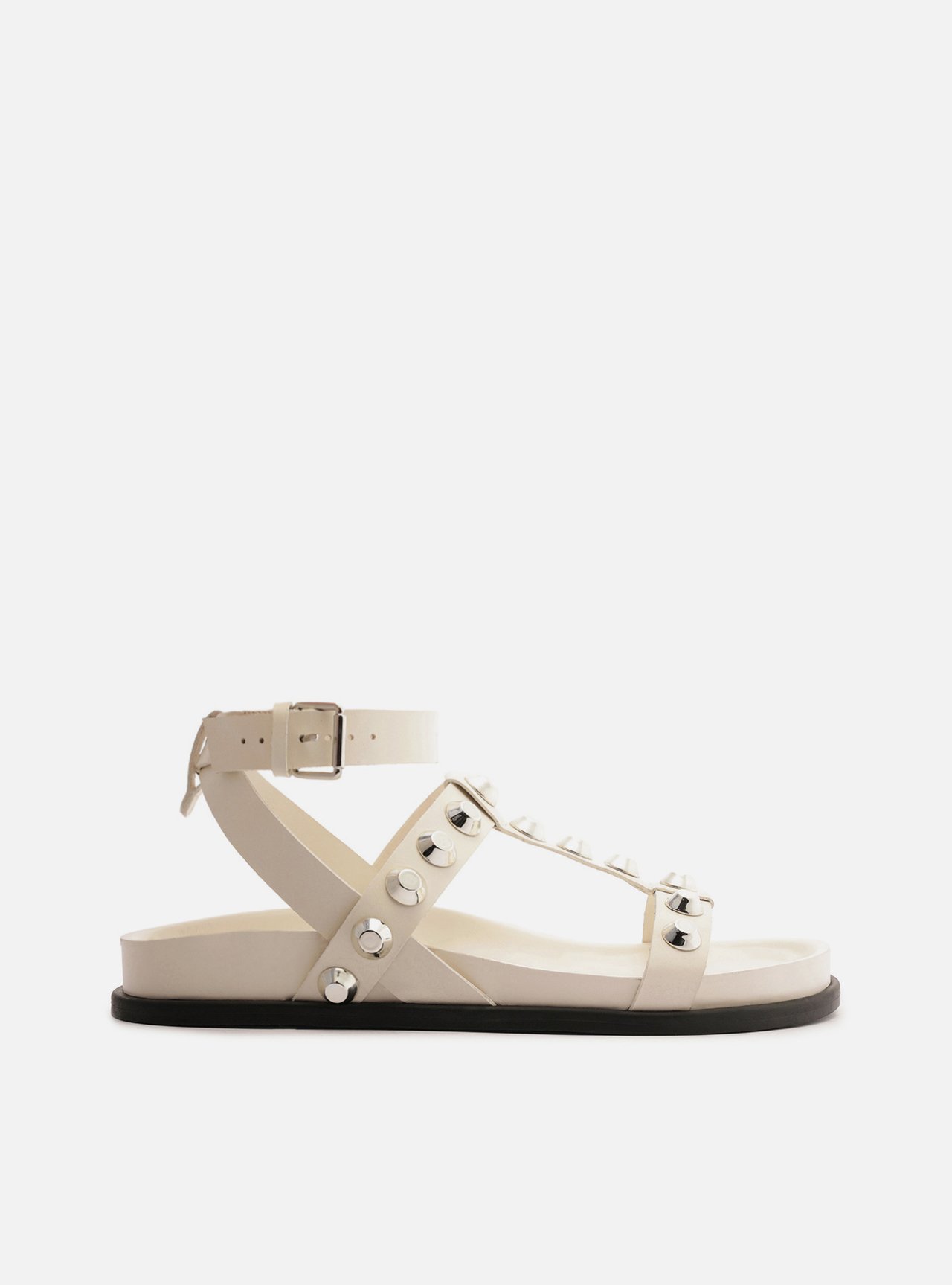 Slide Branca Couro Bico Redondo — foto 1