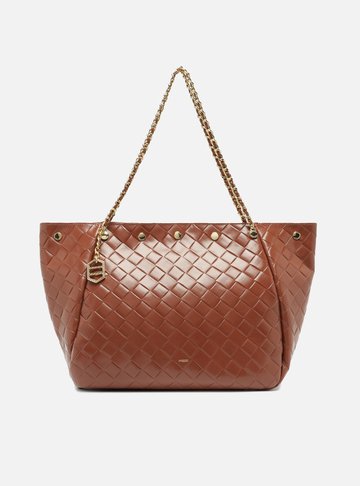 Bolsa Shopping Couro Marrom Grande