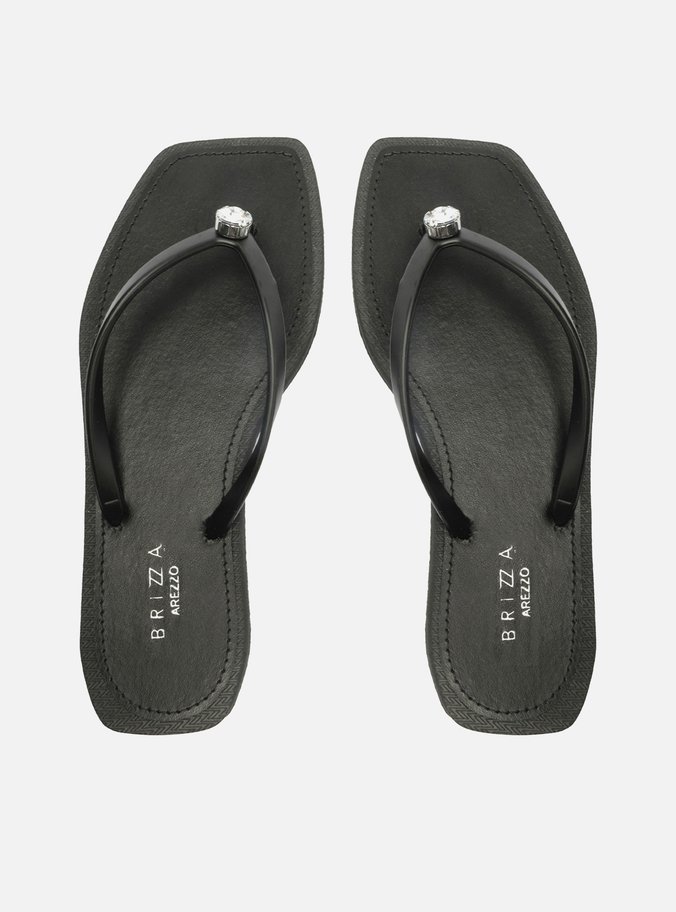 Chinelo de Dedo Preto Square Pedraria