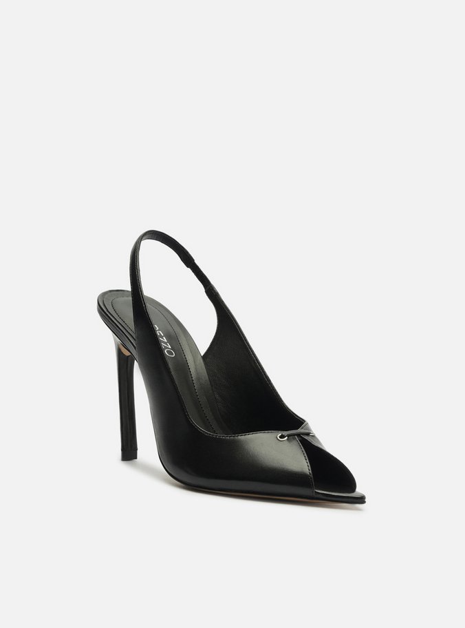 Sandália Preta Salto Alto Slingback