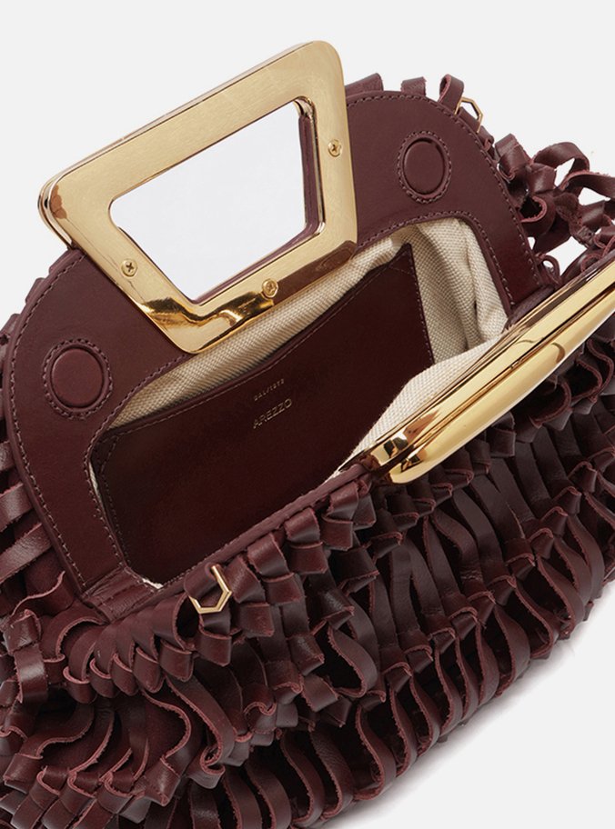 Bolsa Tiracolo Vinho Couro Média Alça Metal
