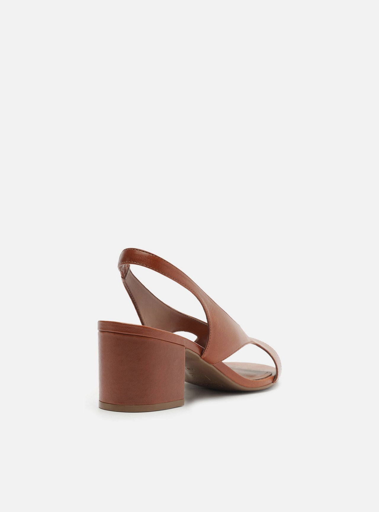 Sandália Marrom Couro Bloco Tira Larga Slingback — foto 3
