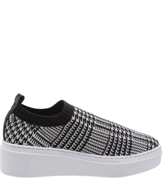 Tênis Slip On Tricot Xadrez Preto