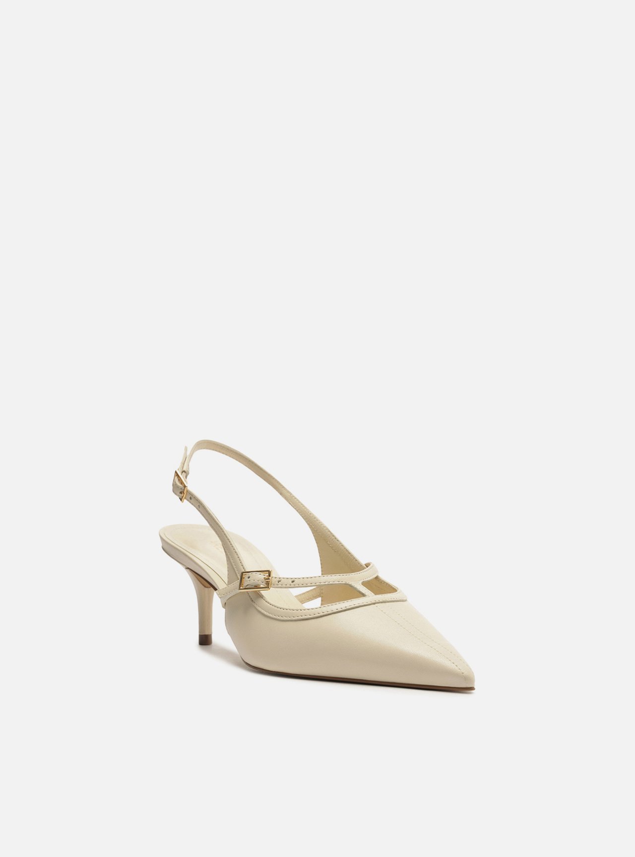 Scarpin Off White Couro Salto Fino Slingback — foto 2