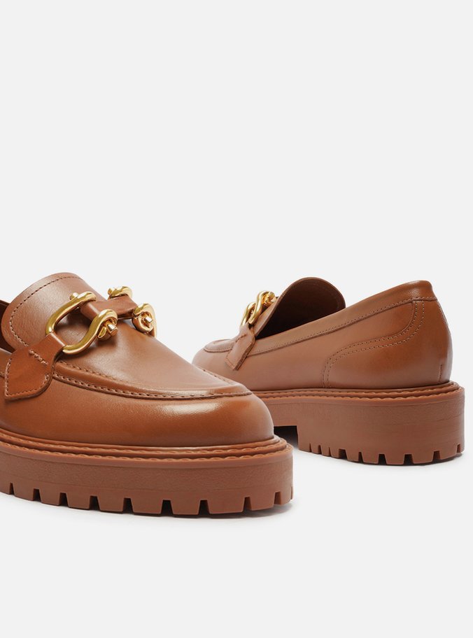 Mocassim Marrom Couro Tratorado Elos Metal