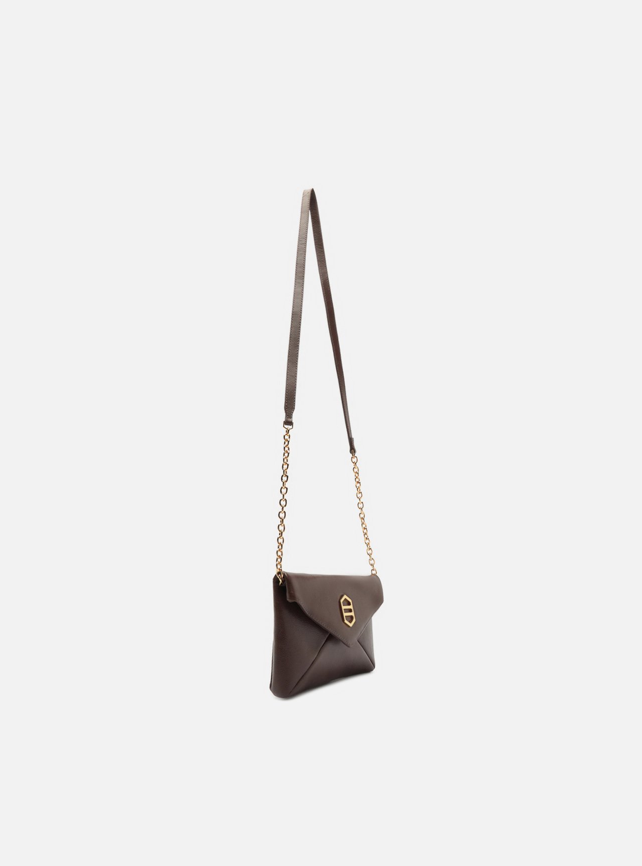 Bolsa Tiracolo Marrom Couro Pequena Corrente — foto 5