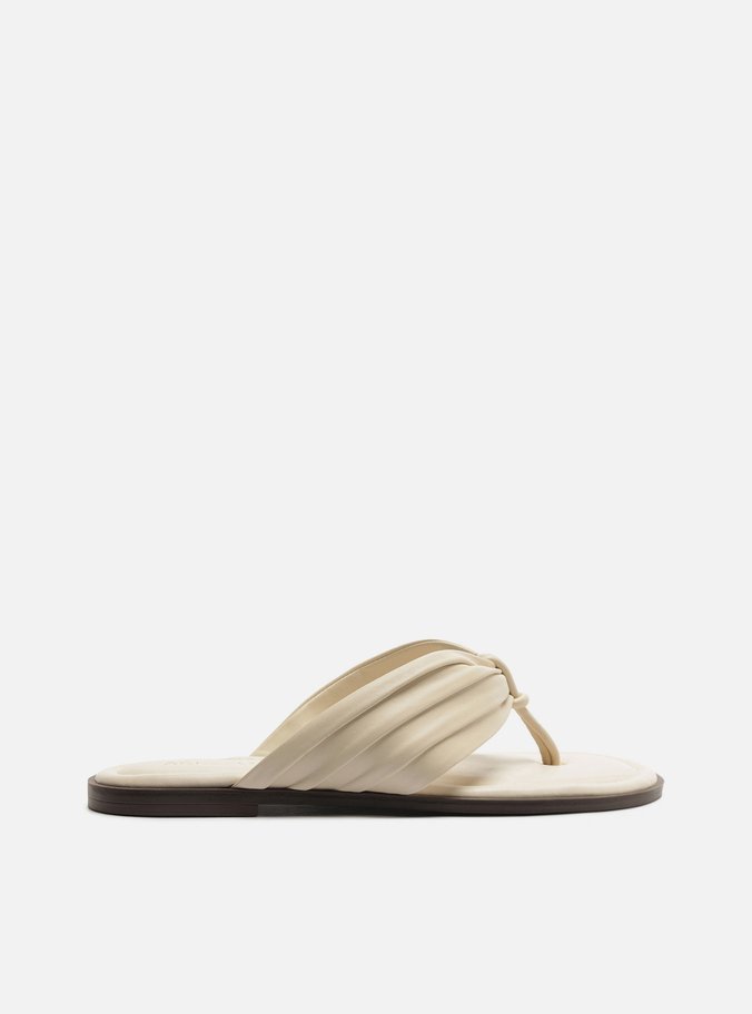Chinelo Branco Couro Rasteiro