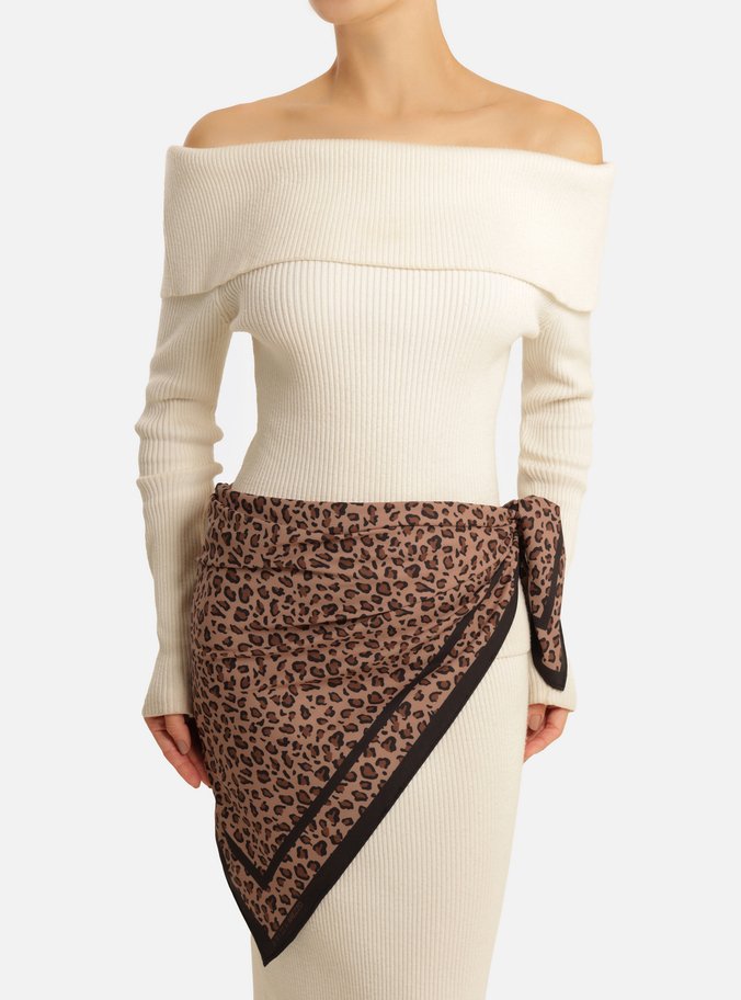 Lenço Marrom Animal Print Brizza