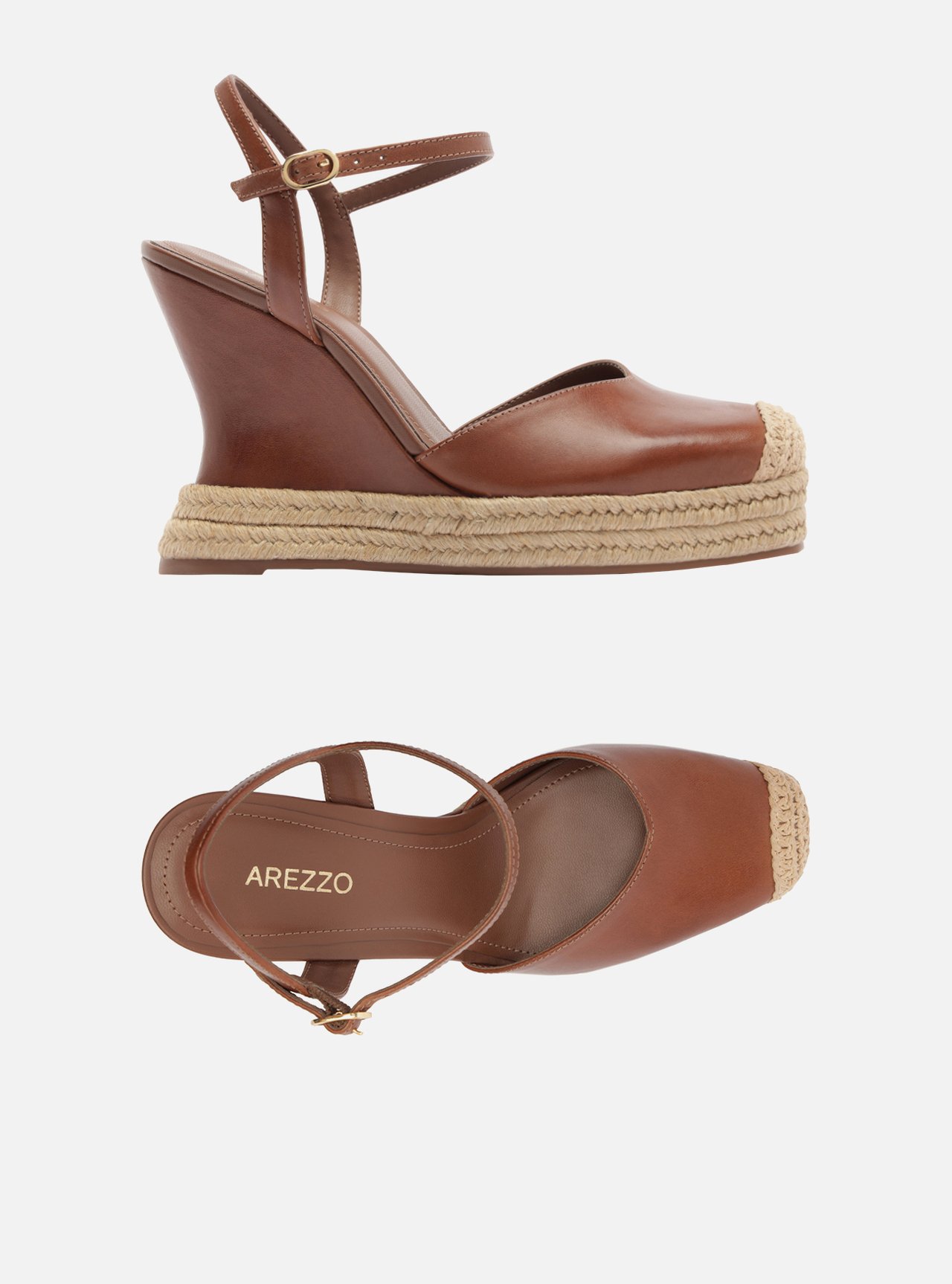Sandália Anabela Espadrille Marrom Plataforma Fivela Tressê Slingback — foto 6