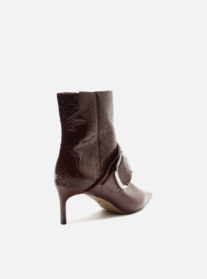 Bota Vermelha Snake Salto Fino Fivela