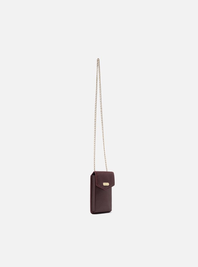 Mini Bag Vinho Couro Porta-Celular Tag Metal