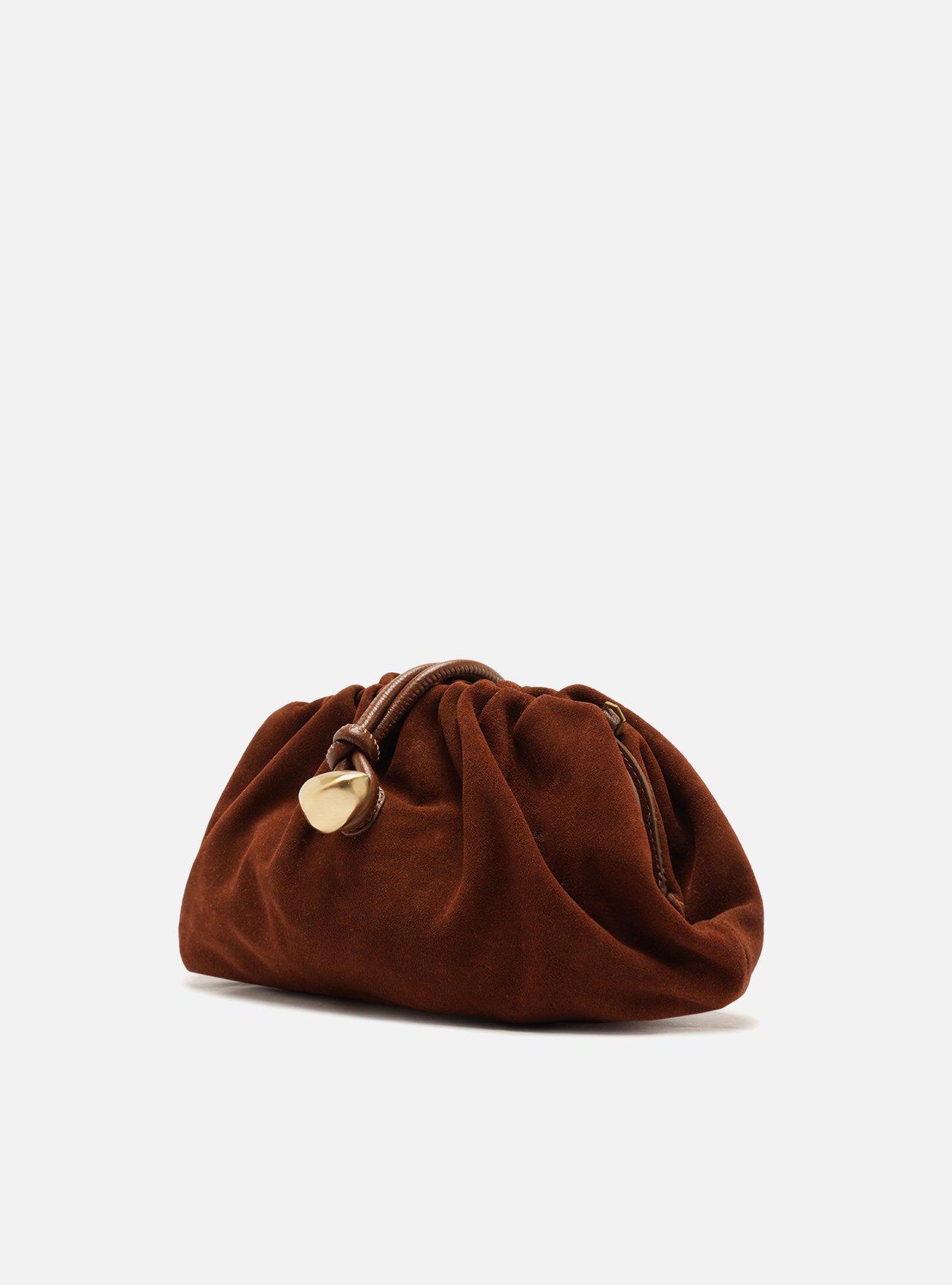 Bolsa Clutch Marrom Couro Média Corrente — foto 2