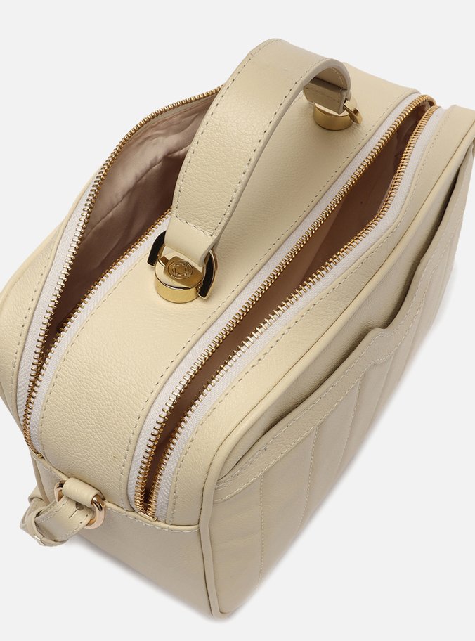 Bolsa Tiracolo Off-White Couro Francine Média Panacota
