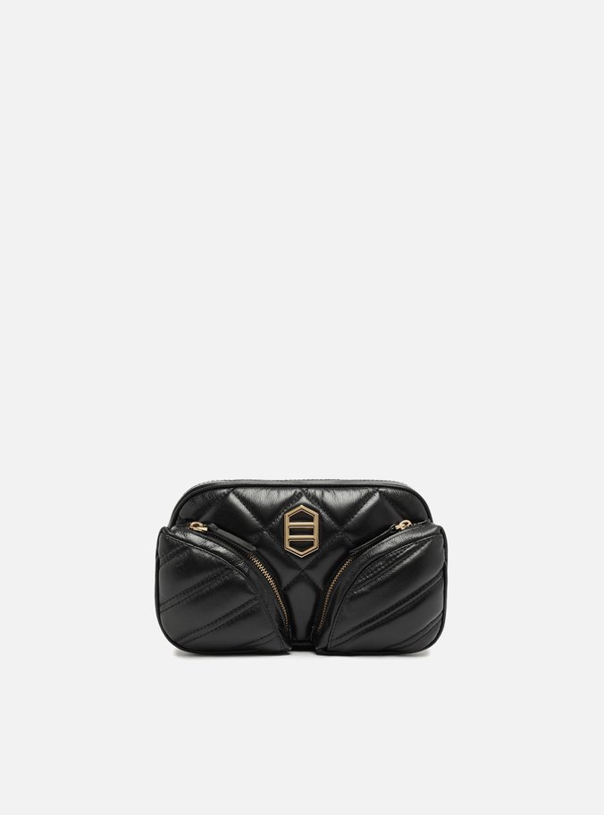 Bolsa Tiracolo Preta Couro Pequena Matelassê